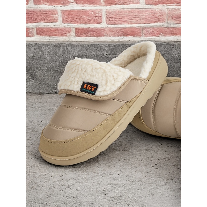 Women's Cozy Beige Fuzzy Slippers with Soft Fleece Lining - Perfect for Winter Relaxing at Home