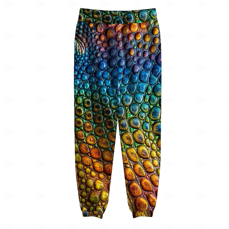 Men's Optical Illusion Geometric Pattern Costume Fleece Sweatpants Drawstring Elastic Waist Vintage Casual Holiday Cosplay Costumes Streetwear Fleece Lined Thermal with Pockets Winter 3D Print Blue2