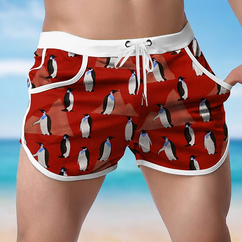 Men's Animal Penguin Swim Trunks Swim Shorts Board Shorts Mid Waist Fashion Designer Surfing Holiday Beach Drawstring Pocket Elastic Waist Designer Clothing Apparel3