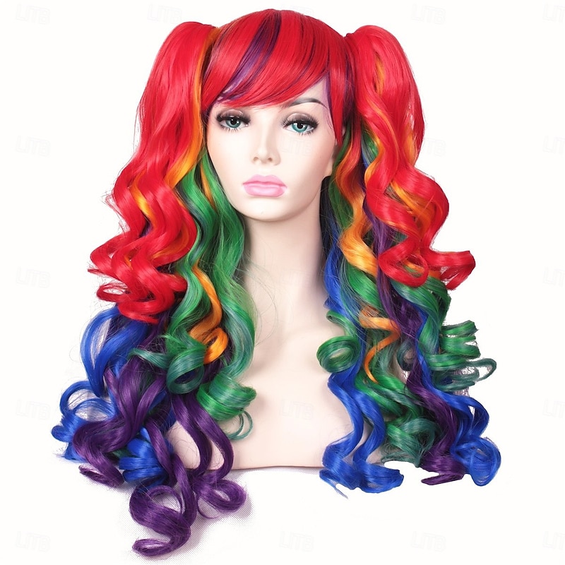 Long Curly Cosplay Wig with 2 Ponytails For Carvinal