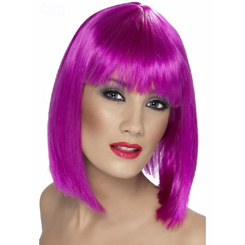 Glam Wig Neon Purple Fancy Dress Wigs for Carnival Parties Women Vibrant Synthetic Hair Fun Costume Accessory
