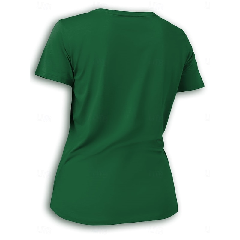 Women's T Shirt Cat Letter Casual Short Sleeve Round Neck Regular Tops Daily Print Black Blue Green Summer2