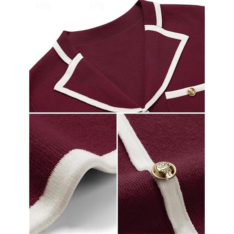 Women's Valentine Sweater Dress Maxi Dress Long Sleeve Shirt Collar Pocket Regular Fit Vacation Casual Dress Stylish Basic Casual Color Block Daily Black White Red Spring Fall Winter4