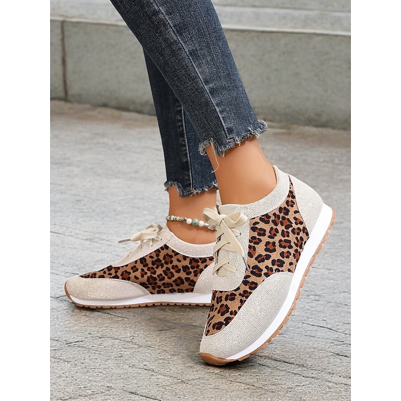Women's Trendy Leopard Print Sneakers with Black Accents | Perfect for Casual Wear
