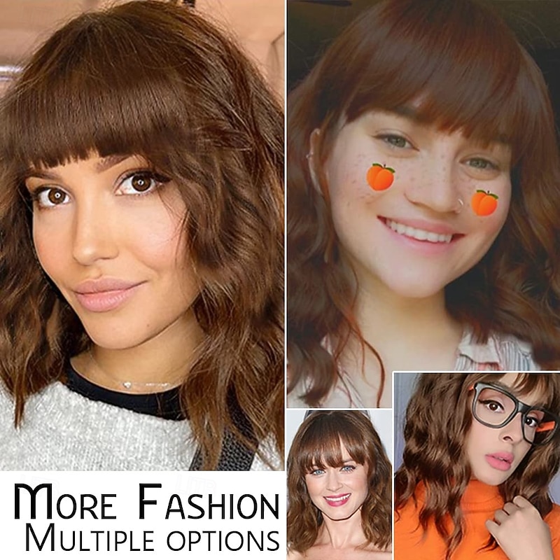 Wavy Wig Short Bob Curly Shoulder Length Synthetic Colorful Cosplay3