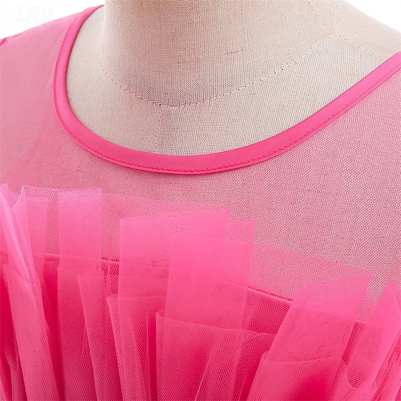 Kids Girls' Party Dress Solid Color Sleeveless Performance Wedding Party Tie Knot Beautiful Sweet Polyester Asymmetrical Party Dress Swing Dress A Line Dress Summer 4 years+ Black White Pink4