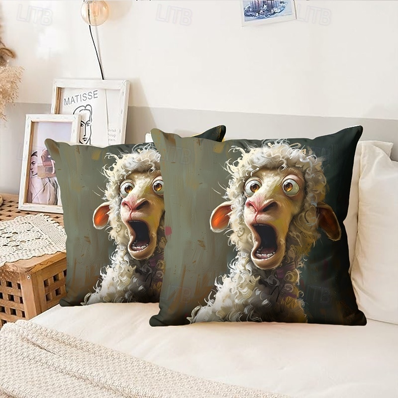 Decorative Toss Pillows Cover 1PC Soft Square Cushion Case Pillowcase for Bedroom Livingroom Sofa Couch Chair Funny Sheep4