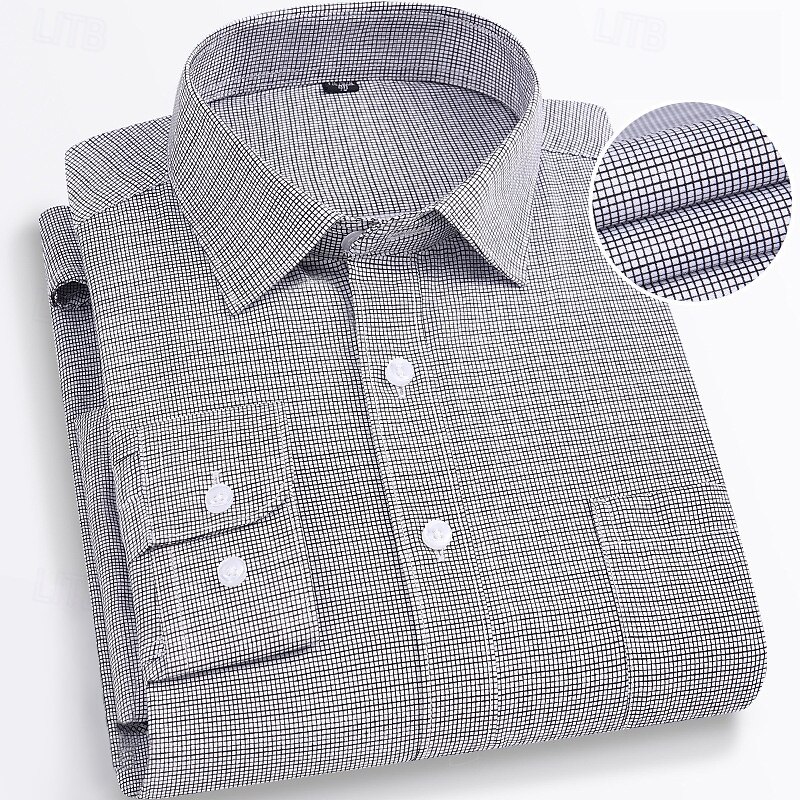 Men's Dress Shirt Non Iron Shirt Plaid Shirt Stretch Wedding Outdoor Light Blue Black Pink Blue Long Sleeve Collar Summer Spring Clothing Apparel3