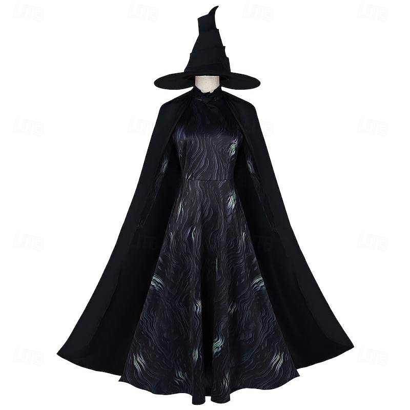 Witch Glinda Elphaba Dress Cloak Outfits Walpurgis Night Movie Cosplay for Women's Adults' Halloween Carnival Mardi Gras Performance Party Stage4