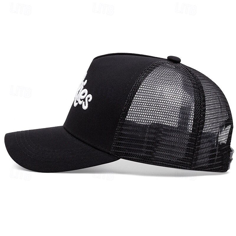 Men's Snapback Hat Baseball Cap Sun Hat Trucker Hat Mesh Cap Black White Cotton Mesh Embroidered Mesh Back Fashion Casual Street Daily Letter Adjustable Sunscreen Breathable3