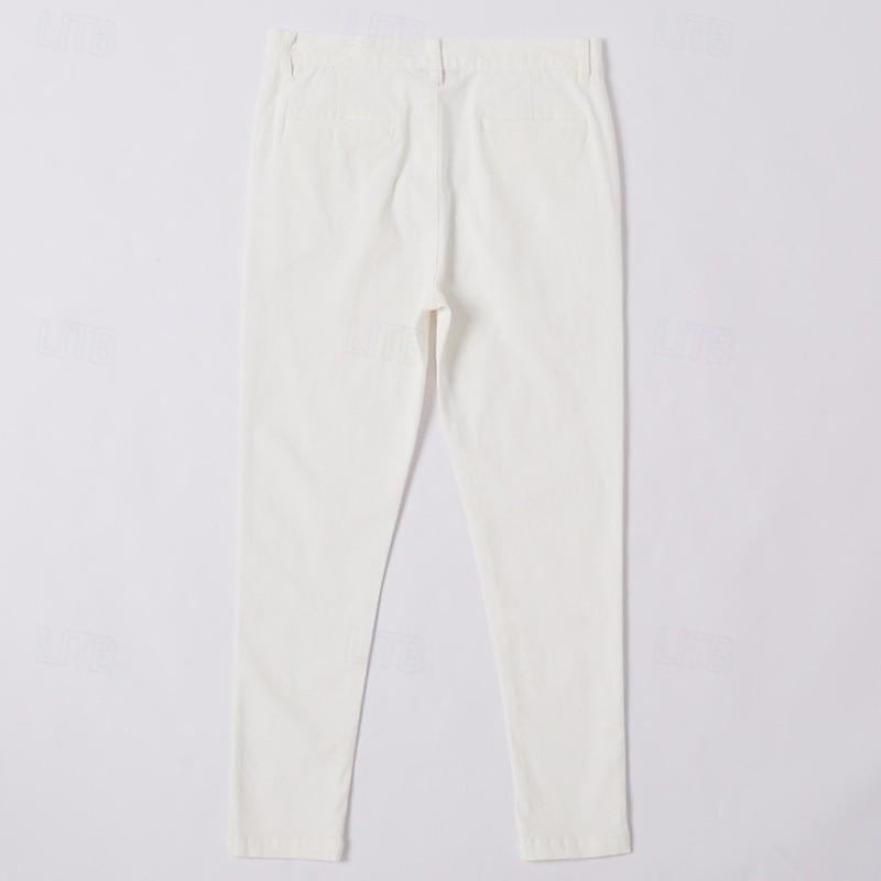 Men's Skinny Trousers Chinos Chino Pants Casual Pants Pocket Plain Comfort Soft Full Length Outdoor Daily Going out Fashion Streetwear Black White Micro-elastic4