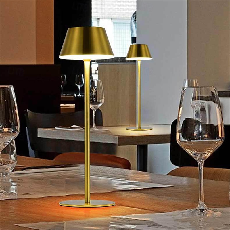 Luxury LED Metal Desk Lamp - USB Rechargeable Bedside Table Night Light for Home Living Bedroom 1pc2