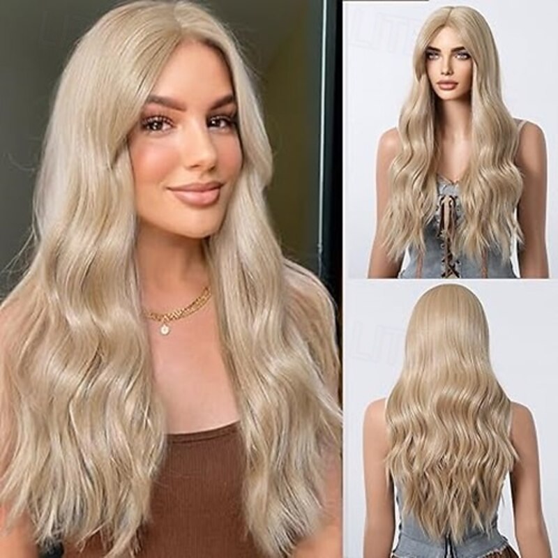 Long Wavy Wigs for Women Hair Blend WigsWig Middle Part Natural Daily Use Hair Wig3