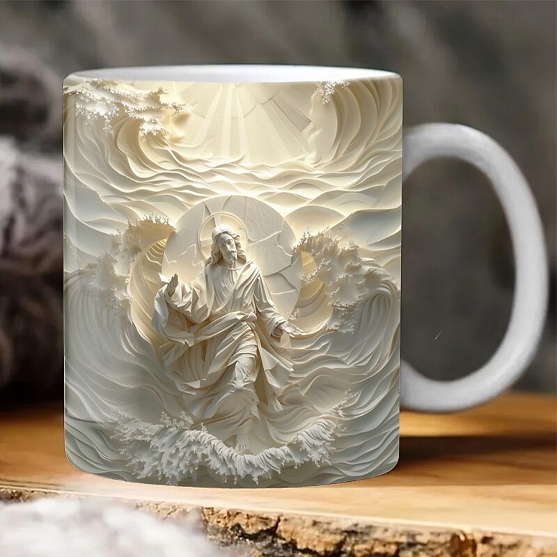 3D Jesus Mug 3D Print Coffee Cup Mug Gift for Christians White Ceramics 330ml 12oz Birthdays Anniversaries Christmas Weddings Best Gifting Ideas for Christian2