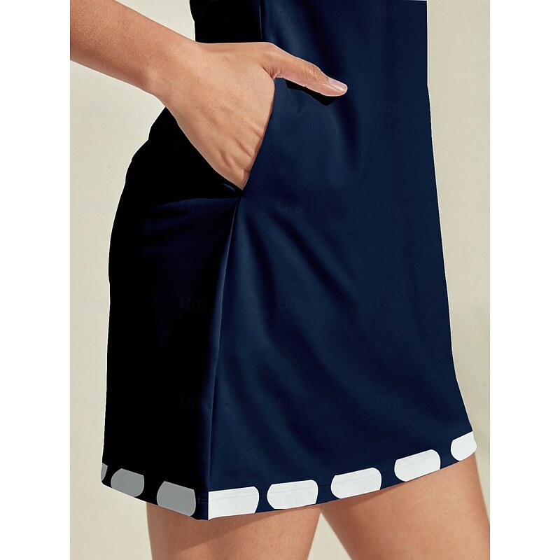 Women's Golf Dress Dark Blue Long Sleeve Ladies Golf Attire Clothes Outfits Wear Apparel4