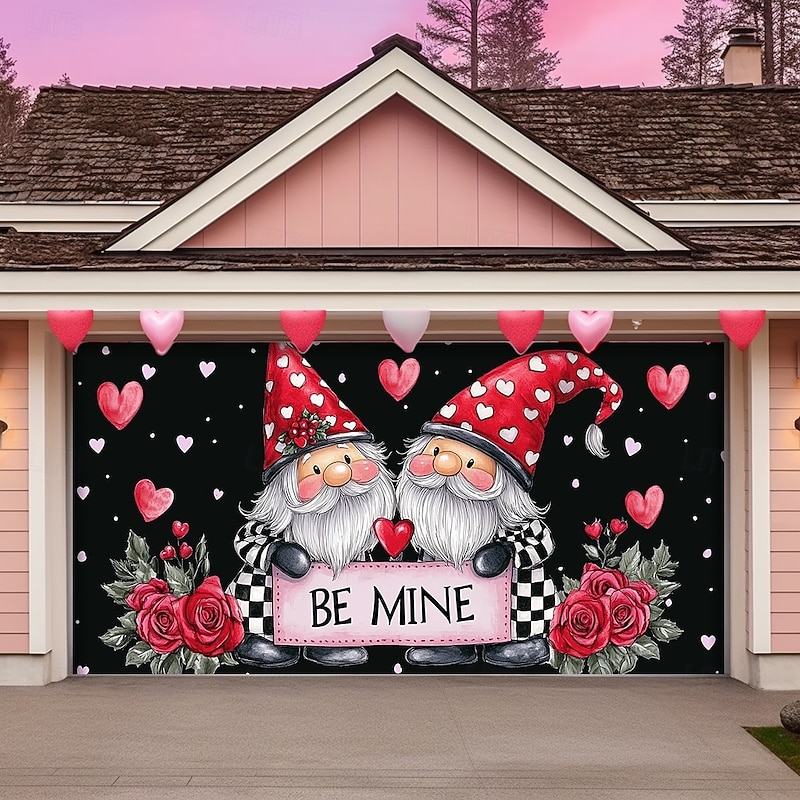 Wedding Outdoor Decorations Garage Door Cover Banner Gnomes Large Backdrop Decoration for Outdoor Garage Door Home Wall Decorations Event Party Parade