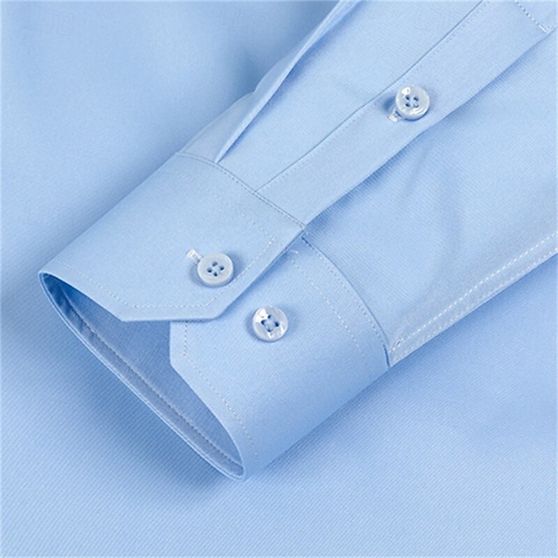 Men's Dress Shirt Wrinkle Resistant Water-Resistant Plain Wedding Outdoor Light Blue White Blue Gray Long Sleeve Spread Collar Summer Spring Clothing Apparel2