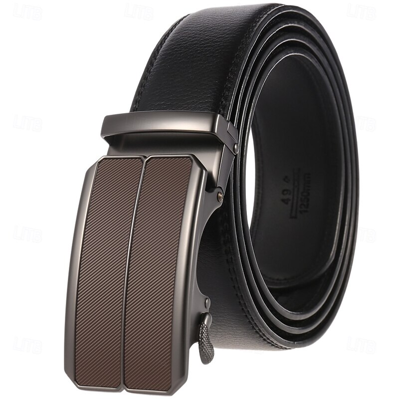 Men's Belt Faux Leather Belt Dress Belt Ratchet Belt Box Buckle Black White Faux Leather Alloy Fashion BOX Buckle Pure Color Party Daily2