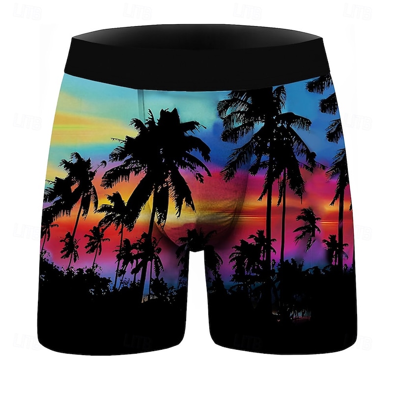 Coconut Tree Boxer Briefs Underwear Graphic Prints For Men's Adults' Masquerade 3D Print Vacation3