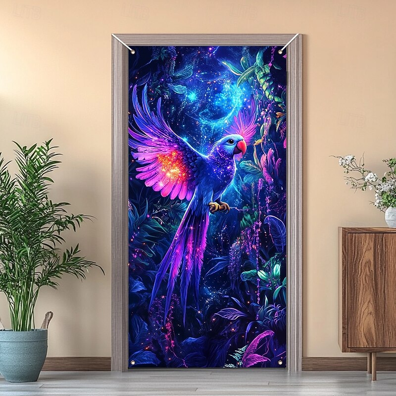 Tropical Bird Door Covers Mural Decor Door Tapestry Door Curtain Decoration Backdrop Door Banner Removable for Front Door Indoor Outdoor Home Room Decoration Farmhouse Decor Supplies3