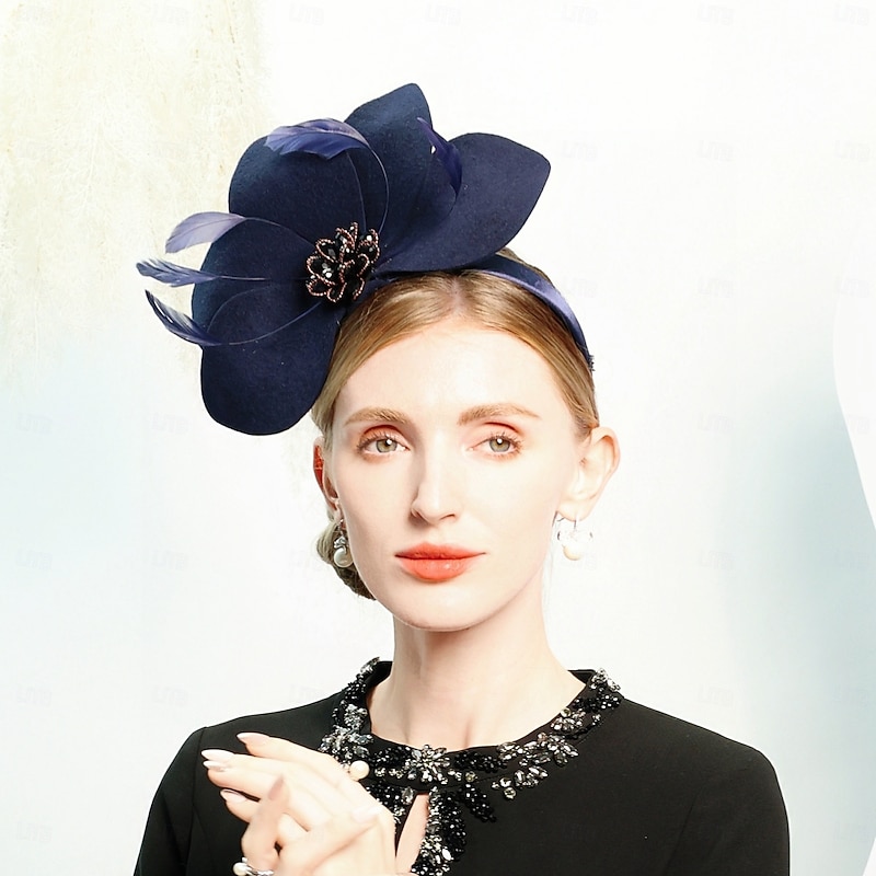 Hats 100% Wool Floppy Hat Saucer Hat Top Hat Wedding Cocktail Elegant Wedding With Rhinestone Feather Headpiece Headwear2