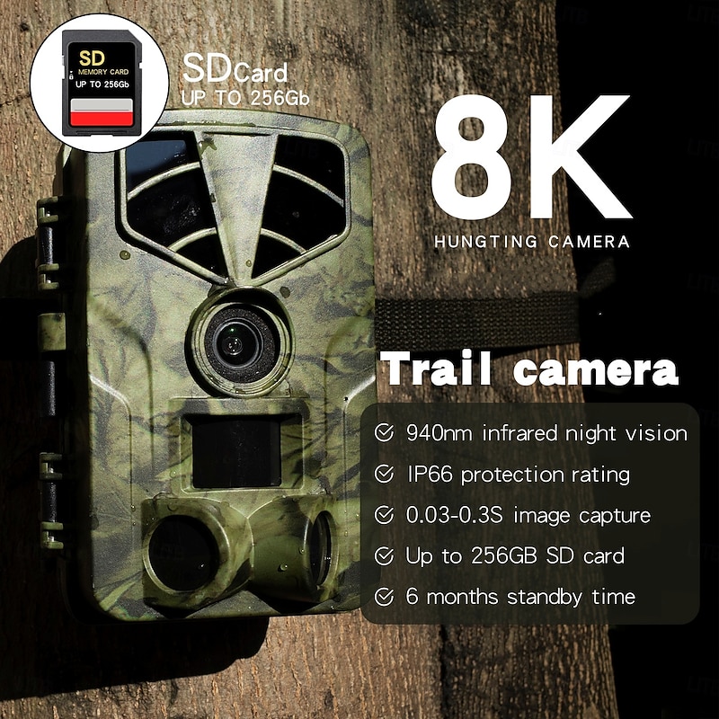 PR906 8K 60MP Digital Hunting Trail Camera Wildlife Camera With Night Vision Motion Activated Outdoor Trigger Camera2