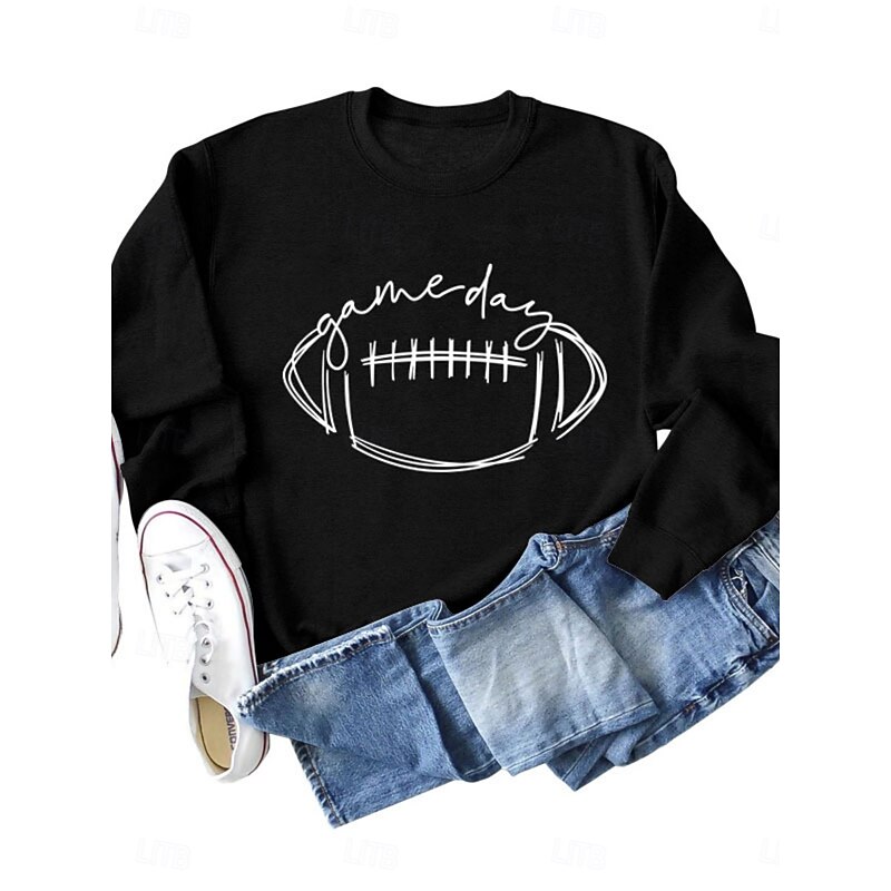 Women's Graphic Casual Long Sleeve Crew Neck Regular Tops Street Dailywear Print Black Green Khaki Fall Winter2