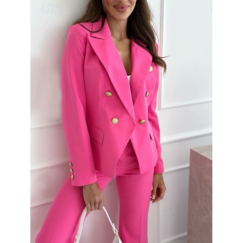 Women's Blazer Formal Button Solid Color Casual / Daily Stylish Regular Fit Outerwear Long Sleeve Winter Black S4