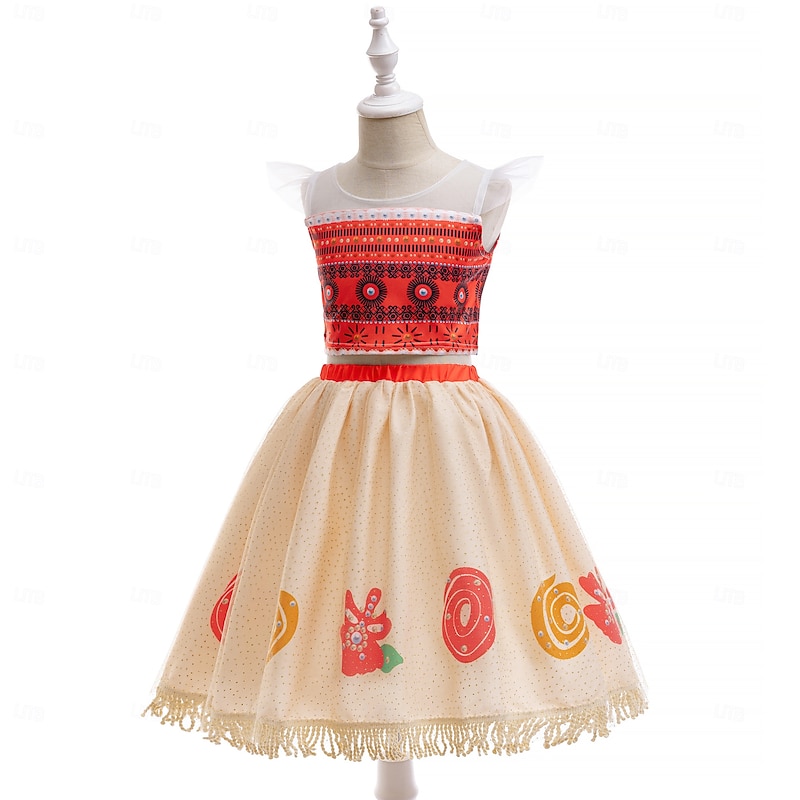 Moana Princess Moana Skirt T-shirt Carnival Costume Movie TV Theme Costumes Movie Cosplay for Girls' Kid's Carnival Children's Day World Book Day Party Birthday Beach3