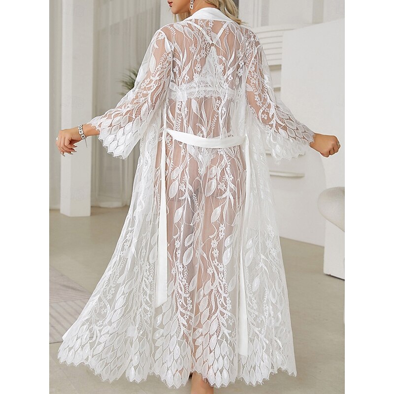 Women's Valentine Night Dress Sexy Lingerie Bodies Bra Mesh Nightwear Solid Colored White Hot Comfort Soft Home Breathable Home Outfits Date Night Outfit4