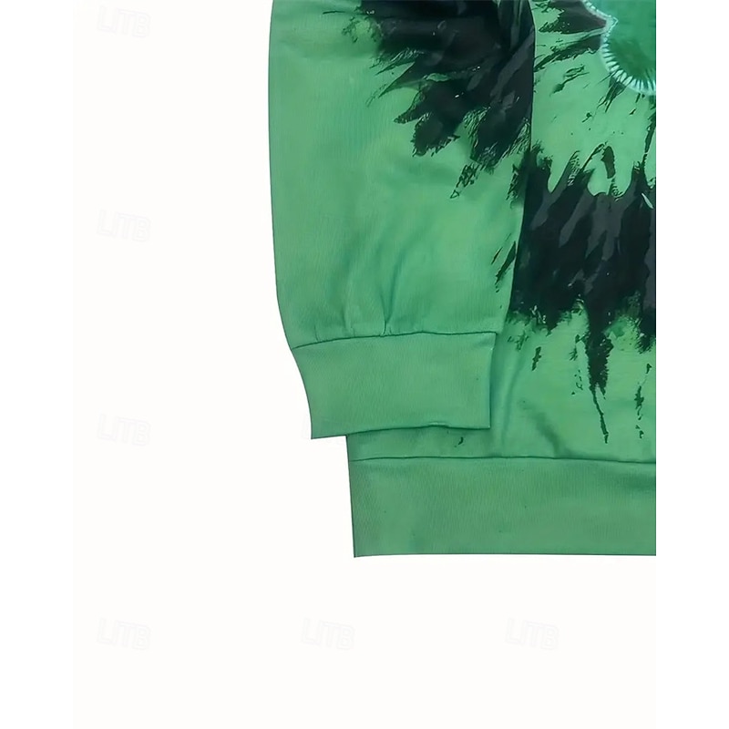 St. Patrick Boys 3D Graphic Tie Dye Hoodie Long Sleeve Spring Fall Fashion Streetwear Kids 4-12 Years Hooded Outdoor Casual Daily Regular Fit4