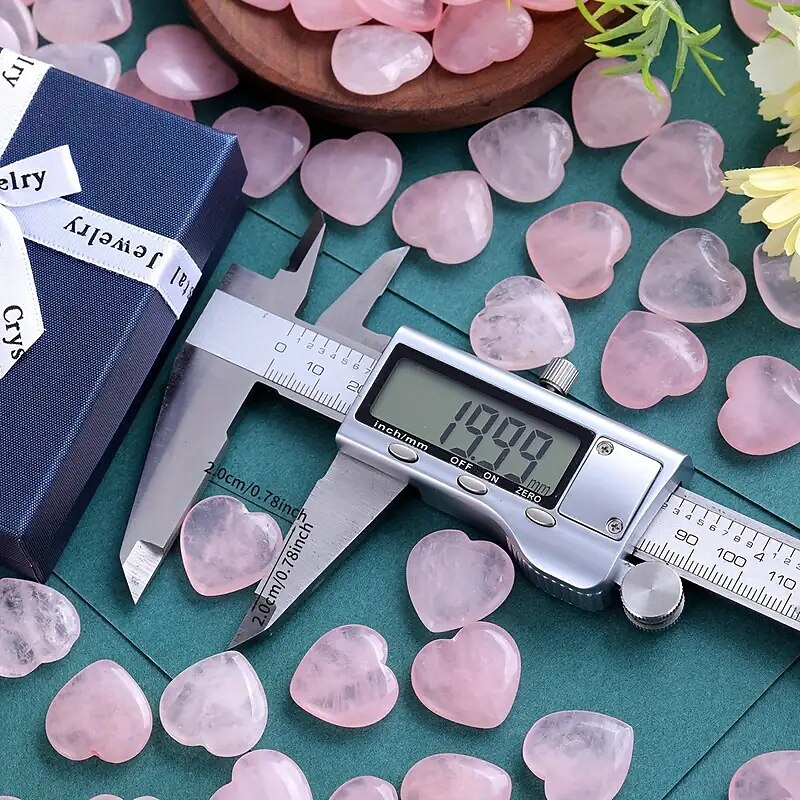 Valentine's Day Heart-Shaped Stone Gift Box, 2cm Rose Quartz Heart Stone, Natural Peach Rose Quartz, Heart-Shaped Crystal Stone in Gift Box, Romantic Gift for Lovers2