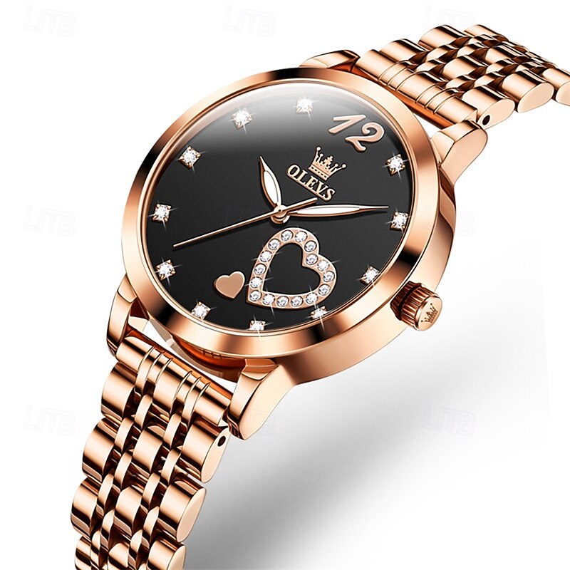 Olevs Women Steel Band Watch Decorative Luminous Simple Leisure Quartz Watch Waterproof Sports Diamond-Set Women Wristwatch4