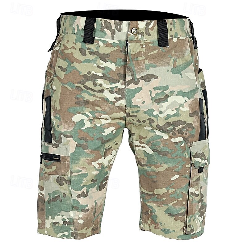Men's Tactical Shorts Cargo Shorts Camping Shorts Shorts Hiking Shorts Elastic Waist Multi Pocket Plain Waterproof Wearable Knee Length Outdoor Casual Daily Fashion Streetwear Camouflage Black4