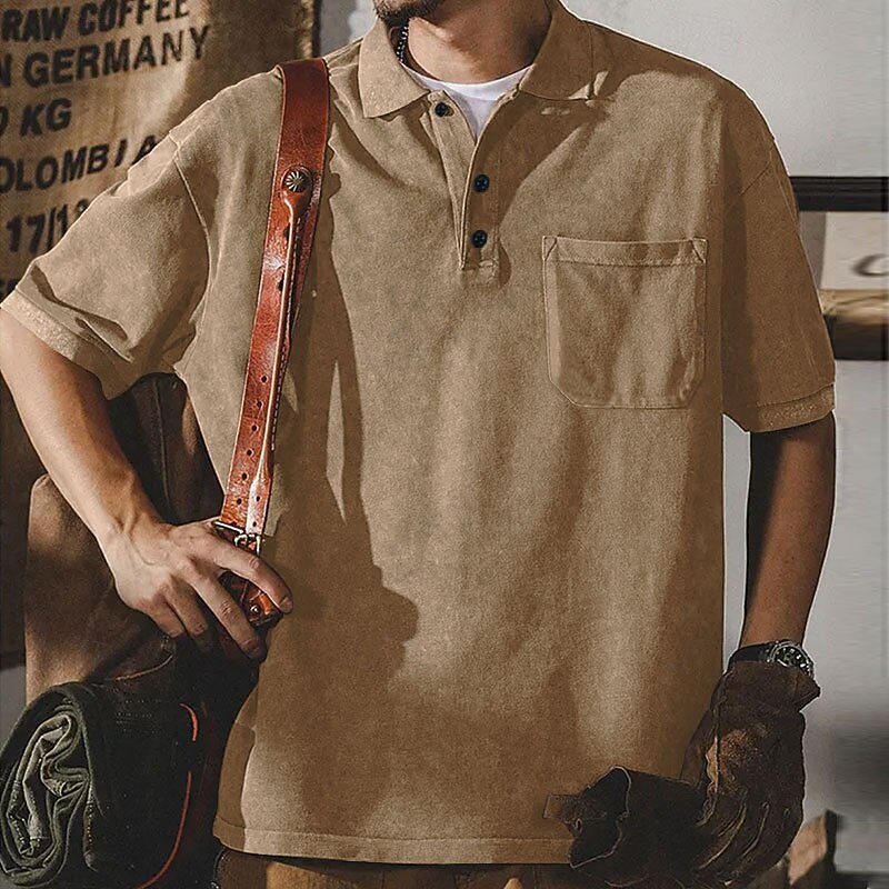 Men's T Shirt Golf Polos Shirts Casual Classic Short Sleeve Fashion Distressed Solid Color Buttons Spring Fall Navy-blue Army Green Black Khaki Gray T Shirt3