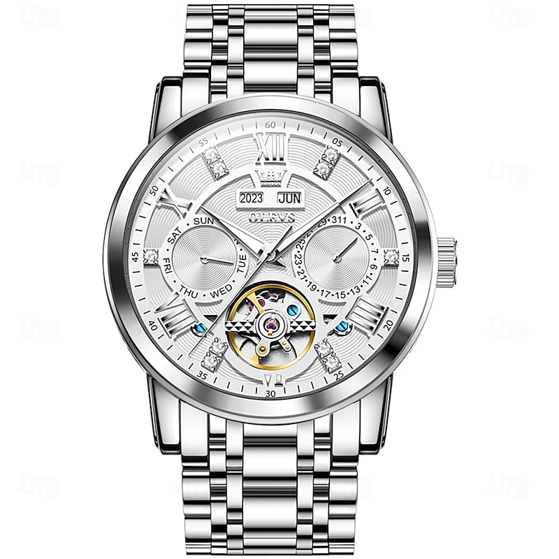 OLEVS 6701 Original Men's Automatic Mechanical Watch Top Brand Calendar Stainless Steel Waterproof Men's Watch3