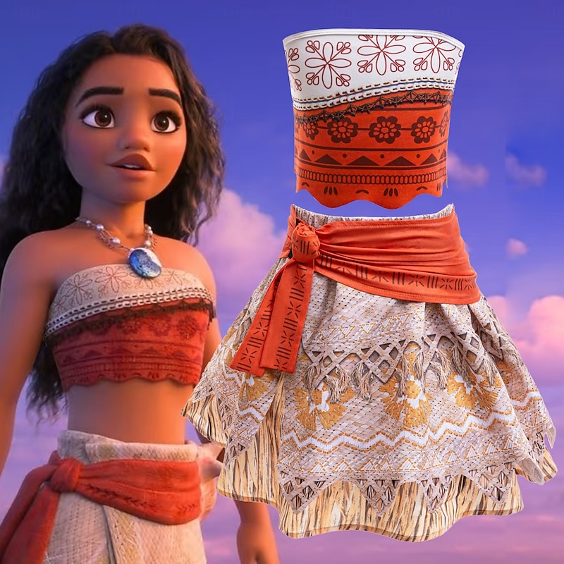 Moana Princess Moana Dress Costume Flower Crown Movie TV Theme Costumes Movie Cosplay for Girls' Kid's Halloween Carnival Children's Day World Book Day Party Birthday Beach2