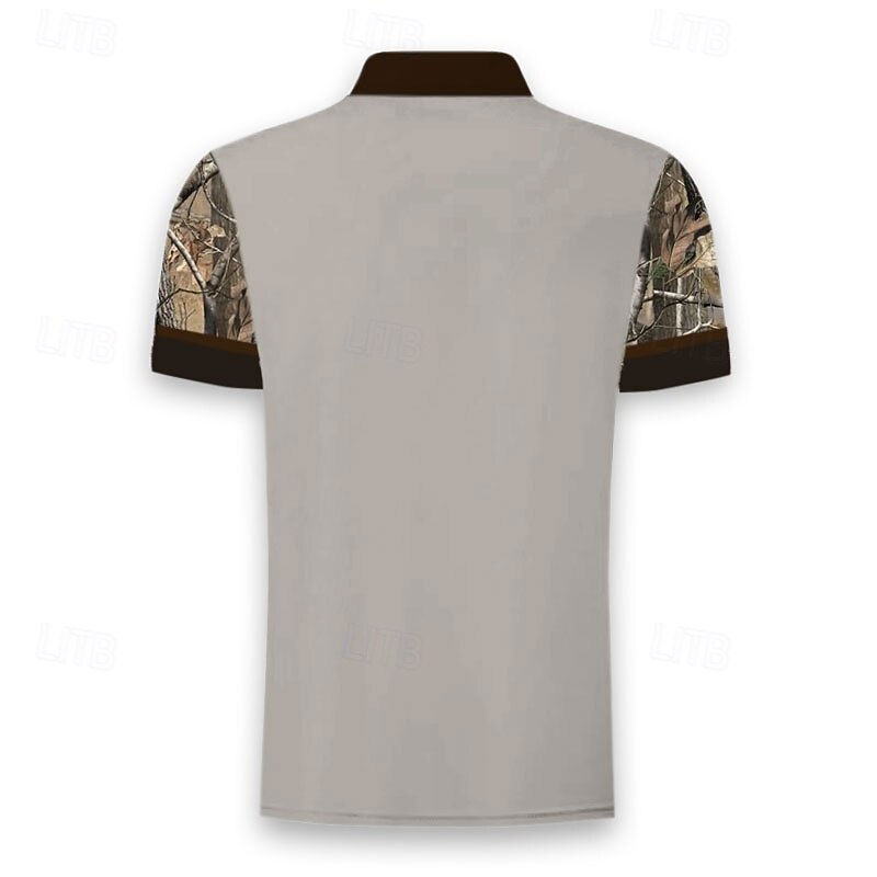 Men's Deer Polo Short Sleeve Polo Shirts Collared Shirts Casual School Outdoor Daily Wear Home Wear 3D Print Summer Spring Fall Brown Gray3