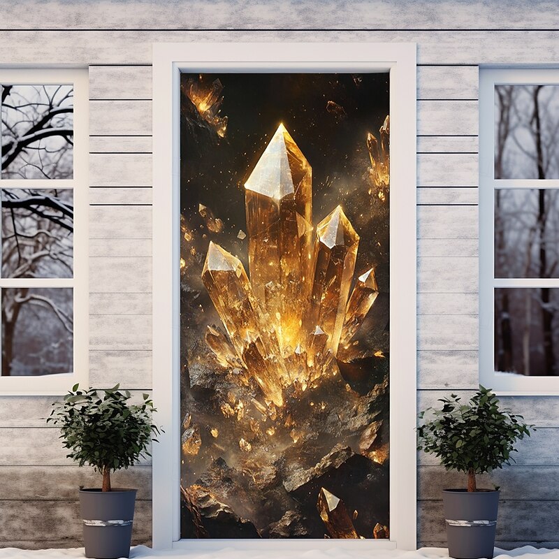 Landscape Door Decorations Door Covers Gold Crystal Door Tapestry Door Curtain Decoration Backdrop Indoor/Outdoor Door Banner for Front Door Farmhouse4