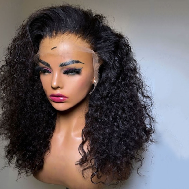 Human Hair 5x5 Closure 13x4 Lace Front Wig Free Part Brazilian Hair Curly Water Wave Black Wig 130% 150% Density Glueless Pre-Plucked For Women Long Human Hair Lace Wig