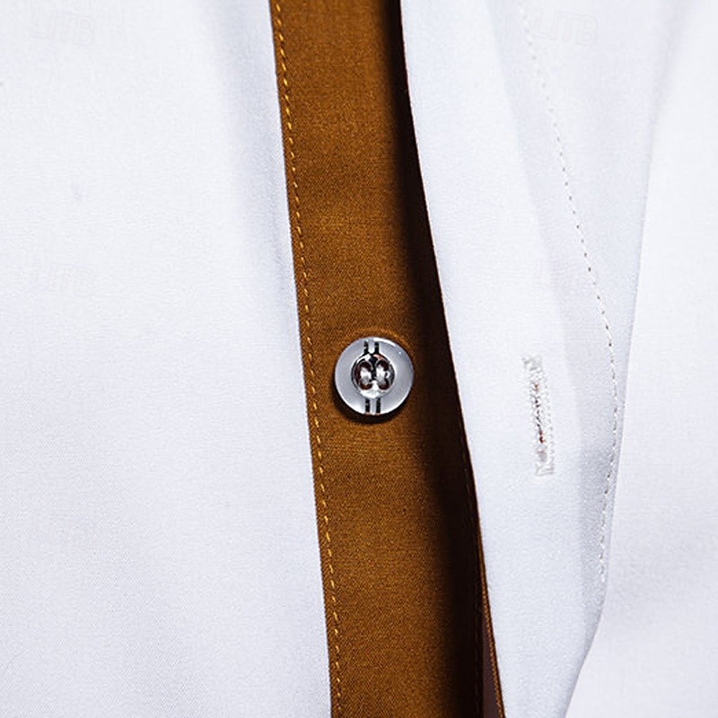 Men's Shirt Summer Shirt Casual Shirt Beach Shirt Collared Shirt Button Up Shirt Black White Burgundy Navy Blue Blue Long Sleeve Color Block Lapel Vacation Hawaiian Patchwork Clothing Apparel4