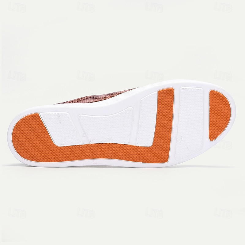 Brown Leather Woven Sneakers with White Sole for Men | Versatile for Casual and Business Casual 7