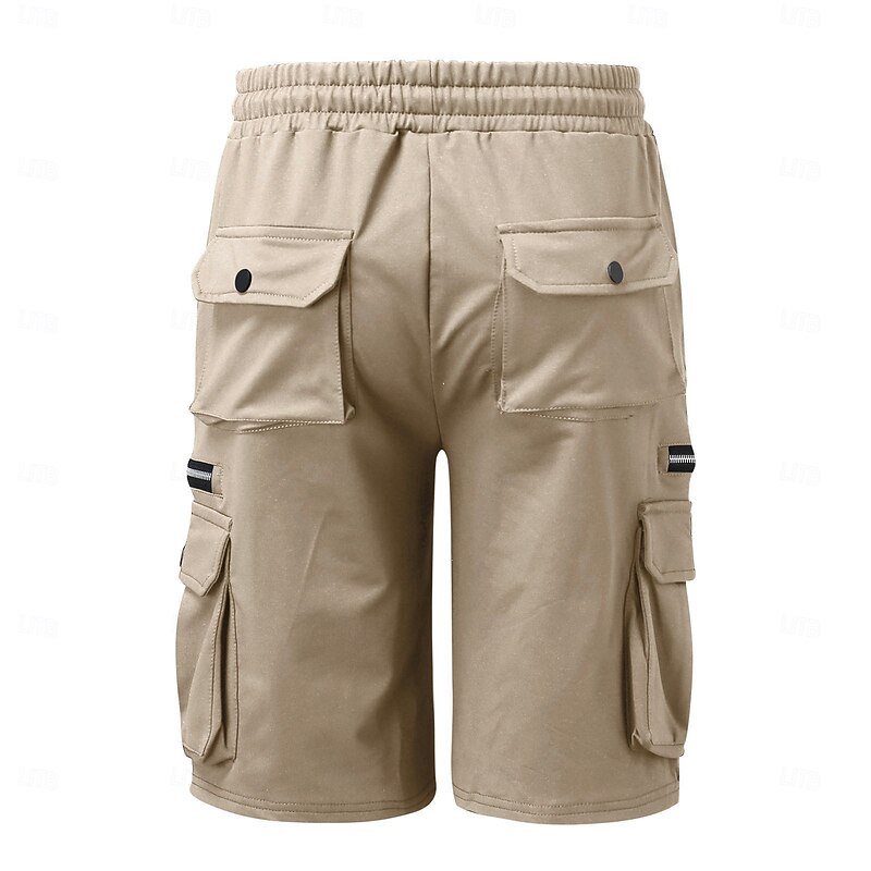 Men's Cargo Shorts Sweat Shorts Bermuda shorts Drawstring Elastic Waist Multi Pocket Plain Comfort Soft Short Outdoor Home Daily Casual / Sporty Athleisure Black White Micro-elastic3