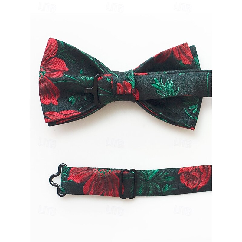 Men's Floral Bow Tie and Pocket Square Set – Elegant Printed Design, Formal Tuxedo Accessory for Weddings, Parties, and Special Occasions3