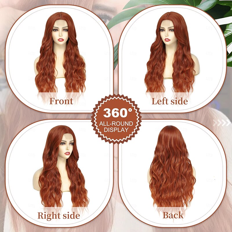 Cosplay Long Copper Wig 26 Inch Middle Part Synthetic Wig Realistic Gifts Party Wigs for Women Daily Use Colorful Wigs3