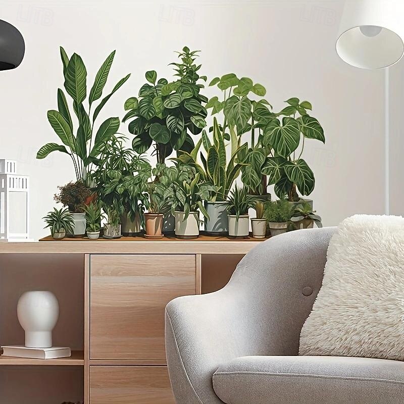 Creative Wall Sticker, Tropical Plant Leaves Pattern Self-Adhesive Wall Stickers, Bedroom Entryway Living Room Porch Home Decoration Wall Stickers, Removable Stickers, Wall Decor Decals3