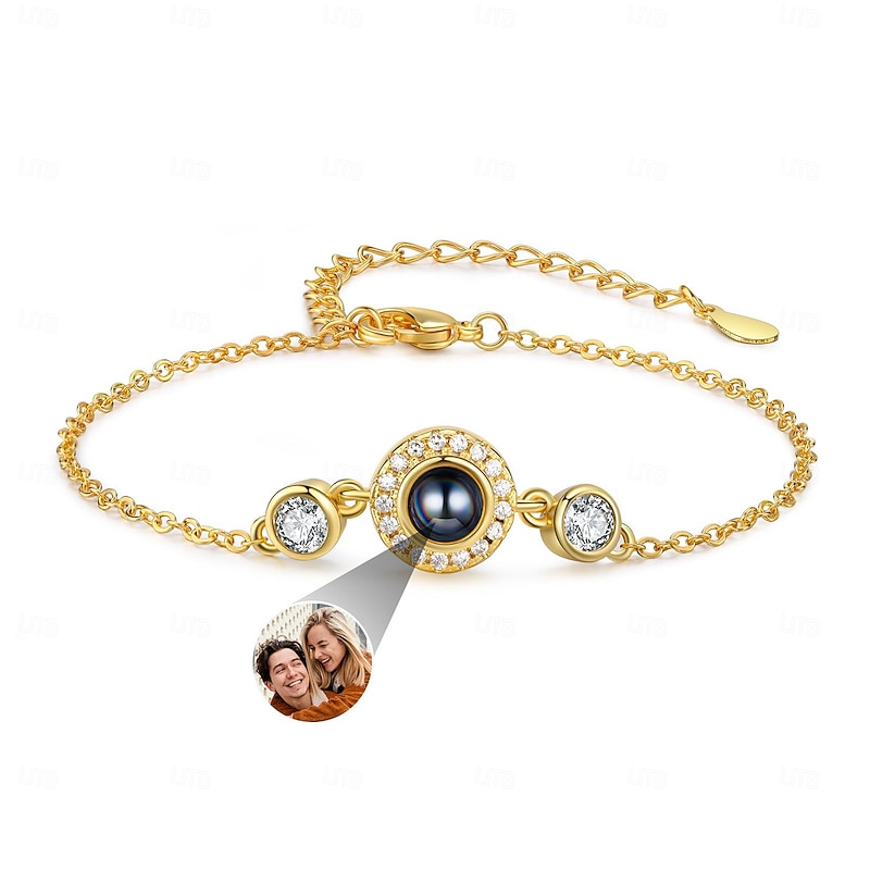 Personalized Projection Necklace Custom Best Gift for Mom – Diamond Hollow Pendant with Photo Projection, Ideal Wedding or Mother's Day Gift