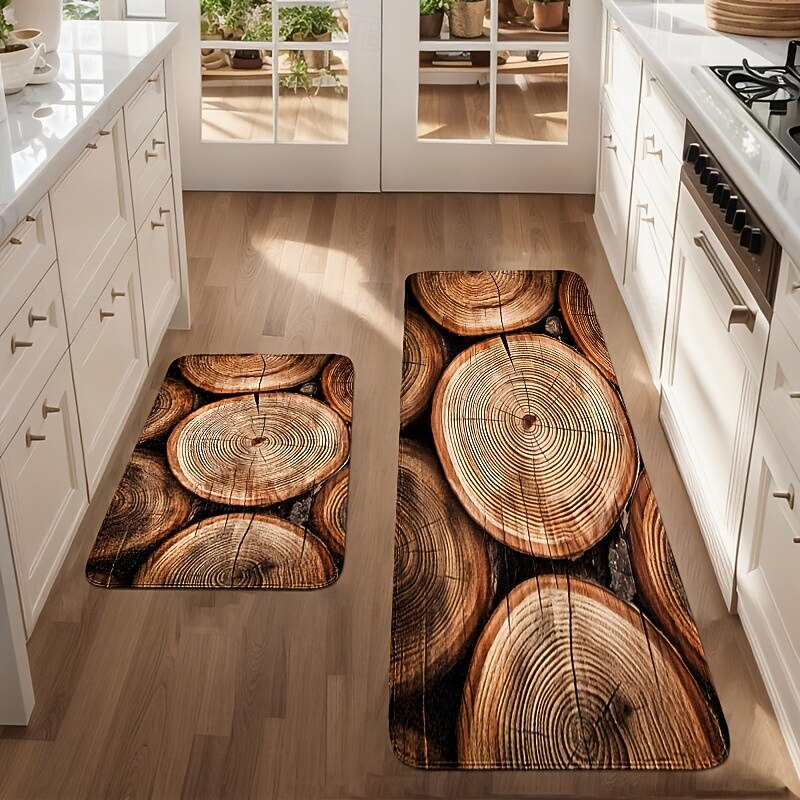 Vintage Wooden Area Rug Kitchen Mat Non-Slip Oil Proof Floor Mat Livingroom Rug Indoor Outdoor Mat Bedroom Decor Bathroom Mat Entrance Rug Door Mat