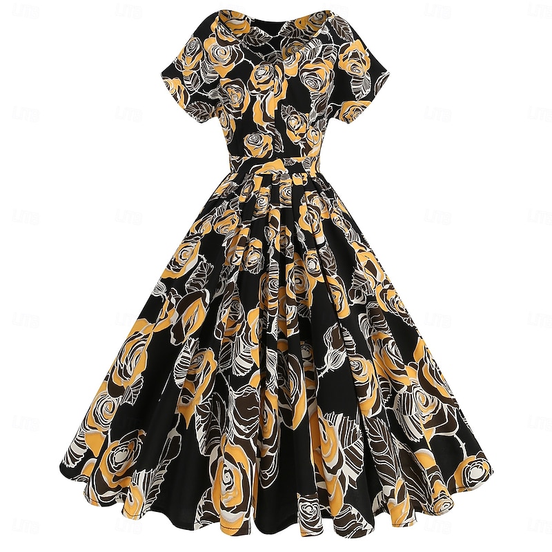 Retro Vintage 1950s Cocktail Dress Dress Flare Dress Polka Dot Flower / Floral Fancy Dress Women's Masquerade Event / Party Bachelorette Party Festival Adults' Dress Homecoming Dresses2