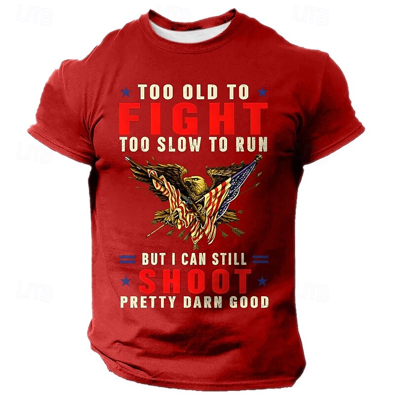 Veterans Day Men's Patriot Patriotic Veteran American US Flag Eagle T Shirt Short Sleeve T shirt 3D Print Crew Neck Shirt Daily Military Street Daily Black Red Blue Summer Spring Clothing Apparel S4